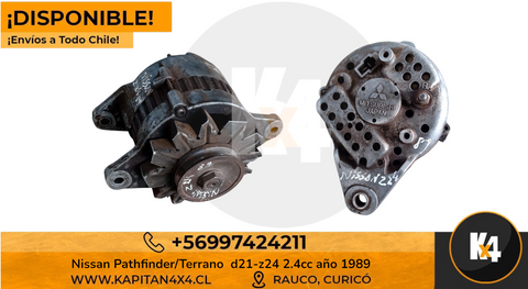 Alternador Nissan Pathfinder/Terrano&nbsp; D21/Z24 2.4cc año 1989
